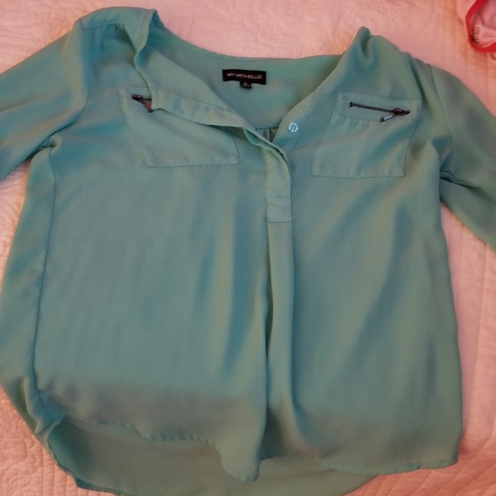 Teal dress shirt quarter sleeves
